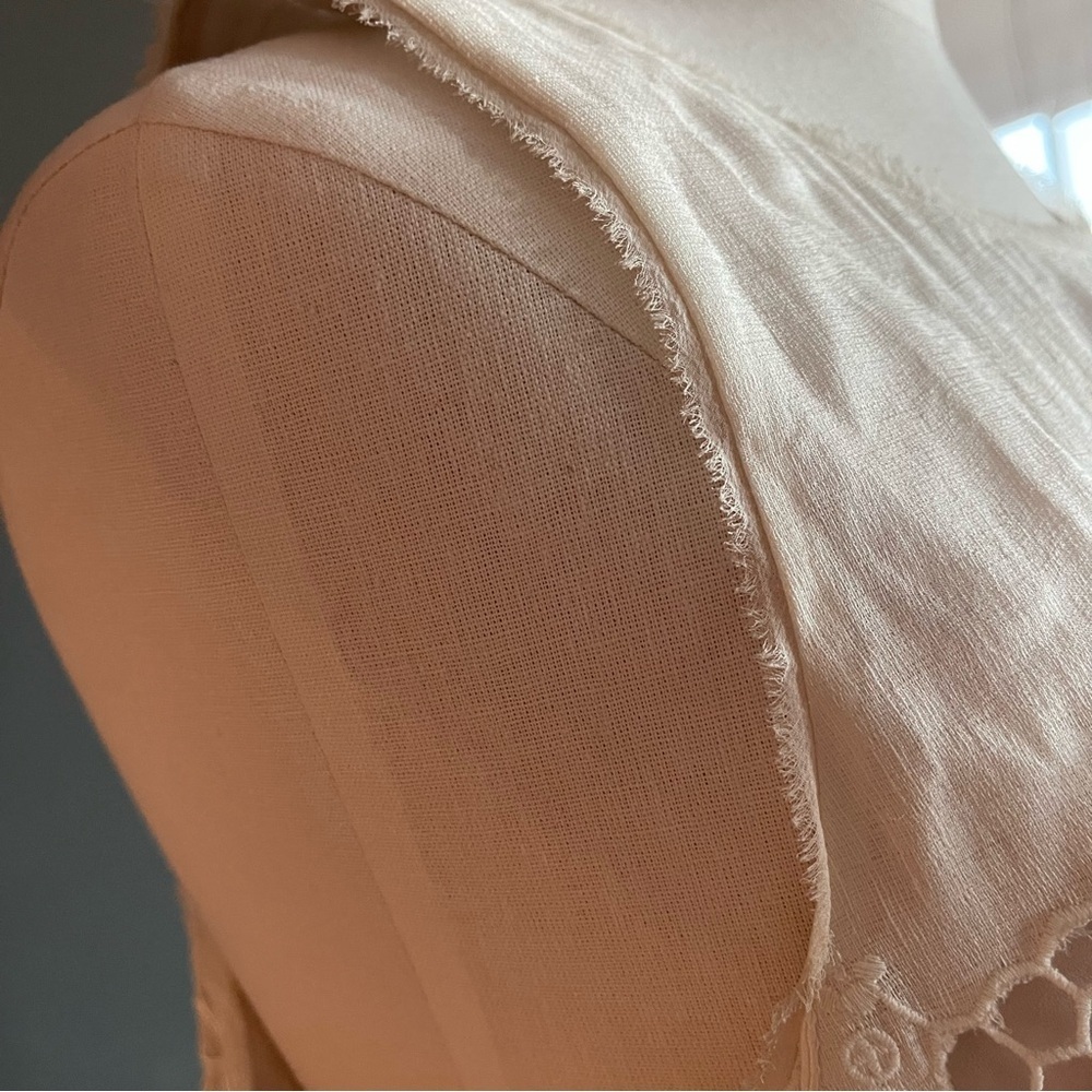 BCBGMaxAzria Runway Simona Silk Linen Eyelet Lace Mini Dress Romantic Angelcore - Picture 6 of 10